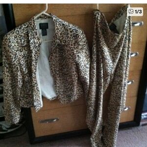 Silk  Vintage 90's Leopard Print Women's Set